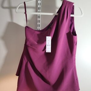 WHBM - NWT Asymmetric, purple top. Size 4